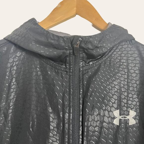 Under Armour All Season Gear Loose Fit Black Snakeskin Hooded Jacket Mens Size S - Picture 2 of 6